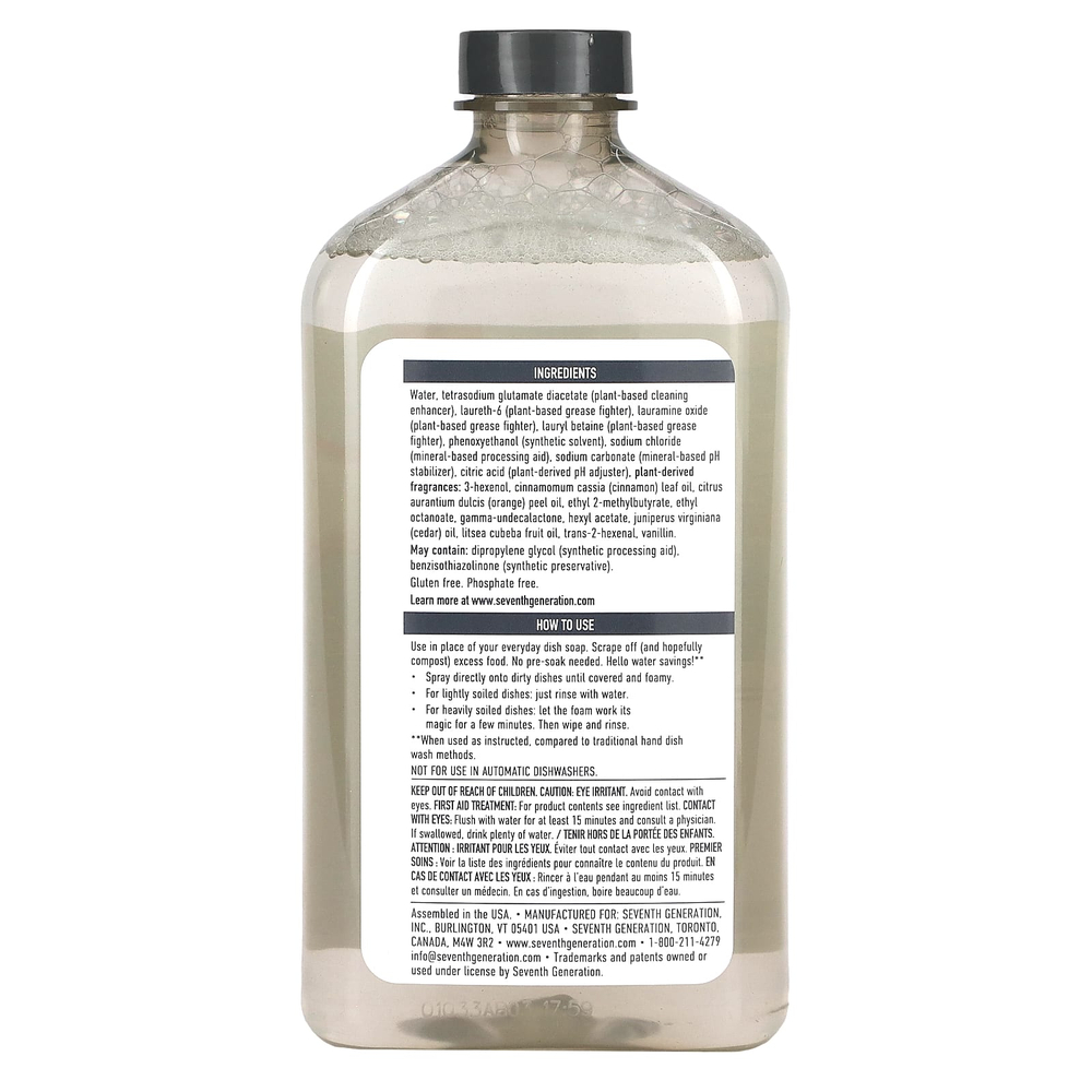 Seventh Generation, Power + Foaming Dish Spray, Refill, хрустящее яблоко, 473 мл (16 жидк. унц.)