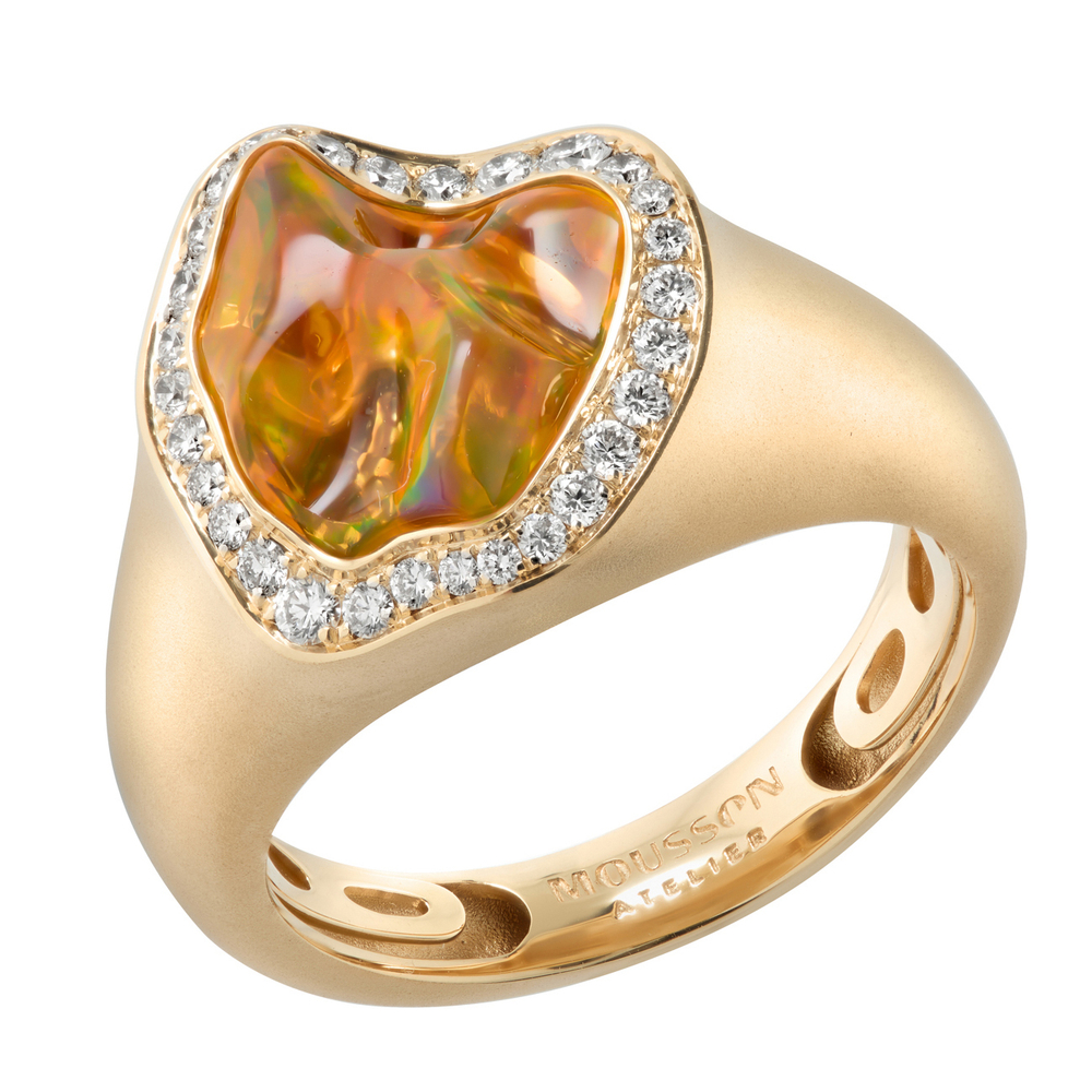 Кольцо с Опалом и Бриллиантами, R0029-55/1