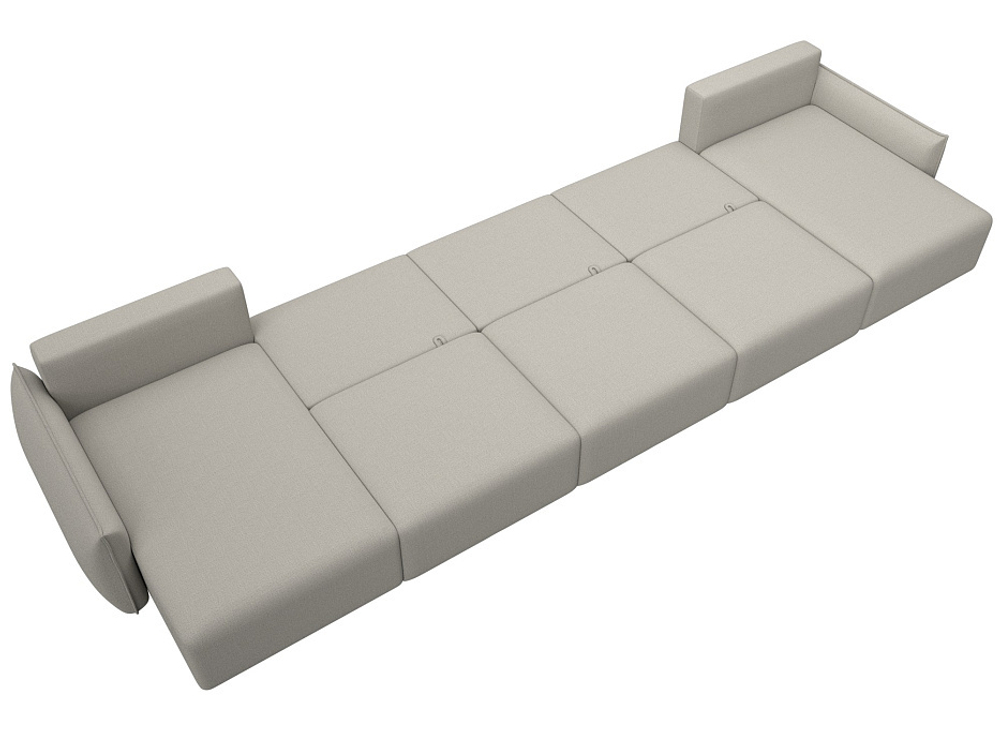 Диван П-образный Лига-051 НПБ МегаЛонг РОГОЖКА Амур 02 бежевый