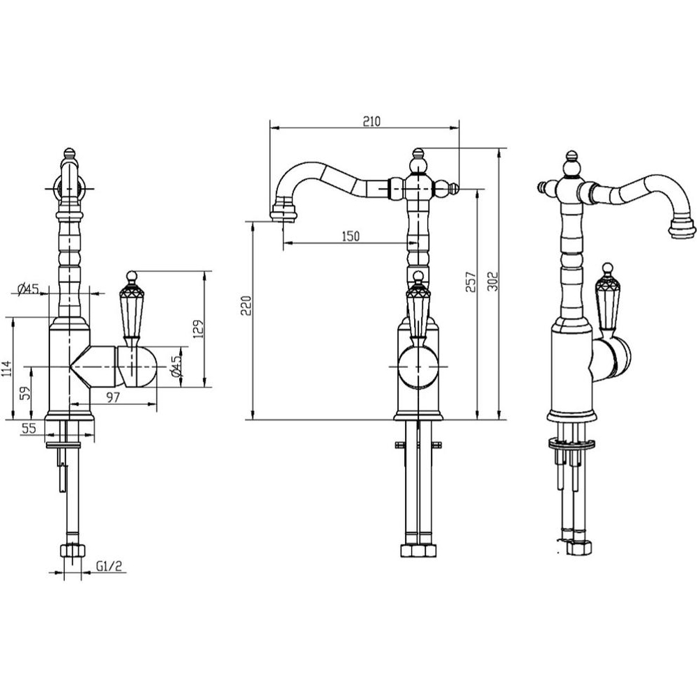 Смеситель для раковины Boheme Imperiale Presente 322