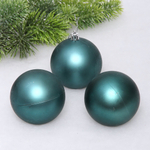Новогодние шары 8 см (набор 3 шт) «Матовый», темный нефрит