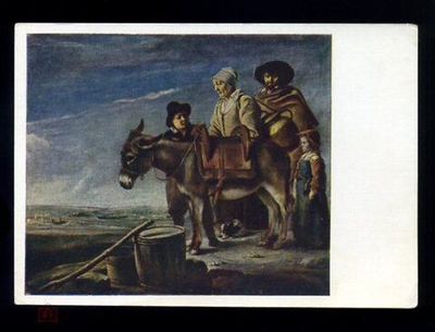 Винтажная открытка СССР Луи Ленен. Семейство молочницы. ИЗОГИЗ.1956г.