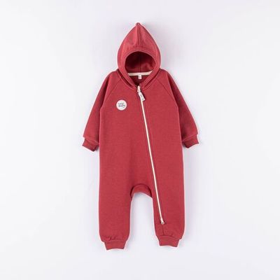 Warm hooded jumpsuit 3-18 months - Cranberry