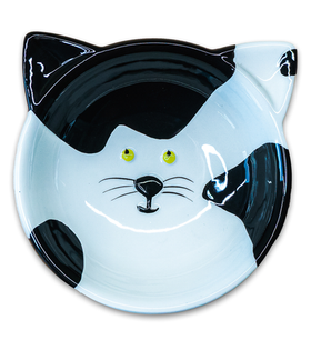 Mr.Kranch Миска керамическая для кошек Мордочка кошки 120мл. черно-белая (35001)