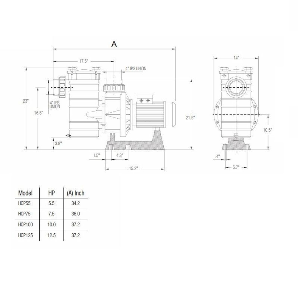 Насос Hayward HCP401253E KAN1270 T2.B IE3 (380V, пф, 137m3/h*12m, 10,2kW, 12,5HP)