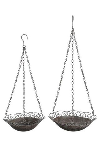 Набор из 2-х подвесных кашпо "Грейс" 24x8см / 27xH8,5см + 47/59см подвесы