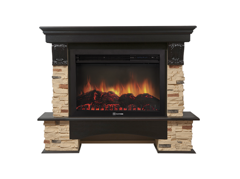 Портал Firelight Pietra 26/30S камень сланец натуральный, шпон темный дуб