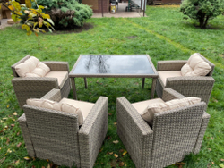 Набор мебели из искусственного ротанга стол Анкор и 4 кресла Сантьяго Greige