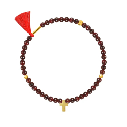 браслет из граната с крестиком