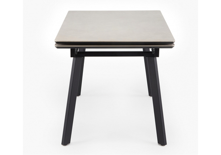 Керамический стол Woodville Норман 140(200)х80 carmen light grey, черный, ножки черные