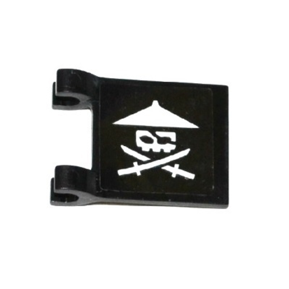 Флаг квадратный с рисунком белого черепа ниндзя со скрещенными мечами 2335pb154L