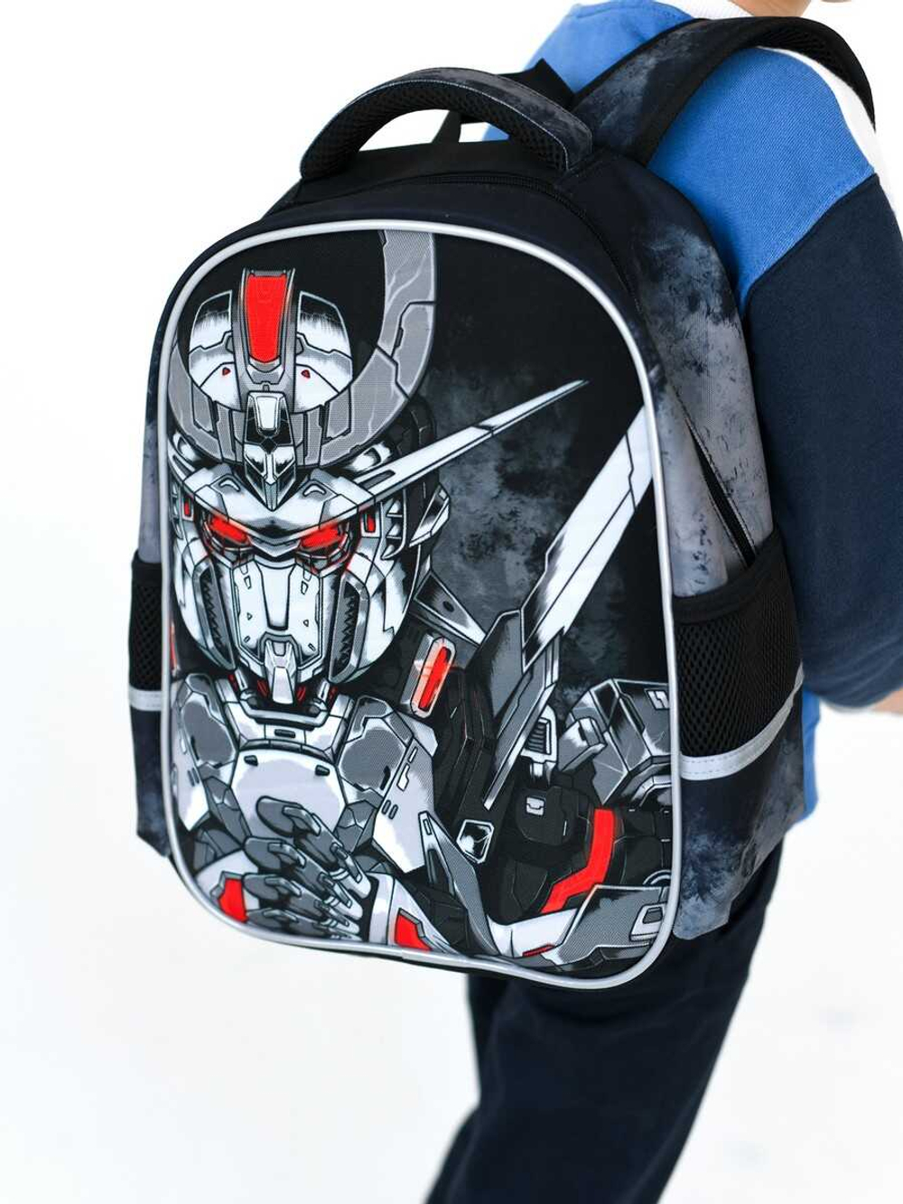 Ранец школьный, Феникс+, 27,5x37,5x14,5 см, полиэстер, ЭВА-панель, сублимационная печать, цветной светоотражающий рант, 1 отделение (-я)