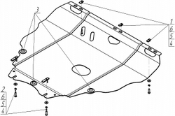 Усиленная защита Motodor картера двигателя, кпп. 2 мм, сталь. для Volvo V50 2004-2012,Volvo C30 2006-2013,Volvo S40 2004-2012 арт.02614