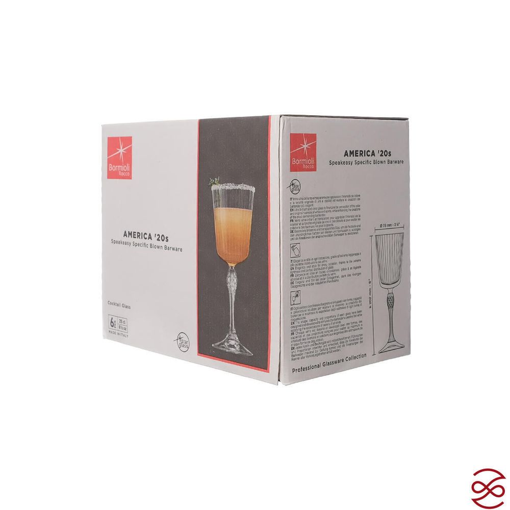 Набор фужеров 250мл 6шт America'20s Bormioli Rocco Golden Rim