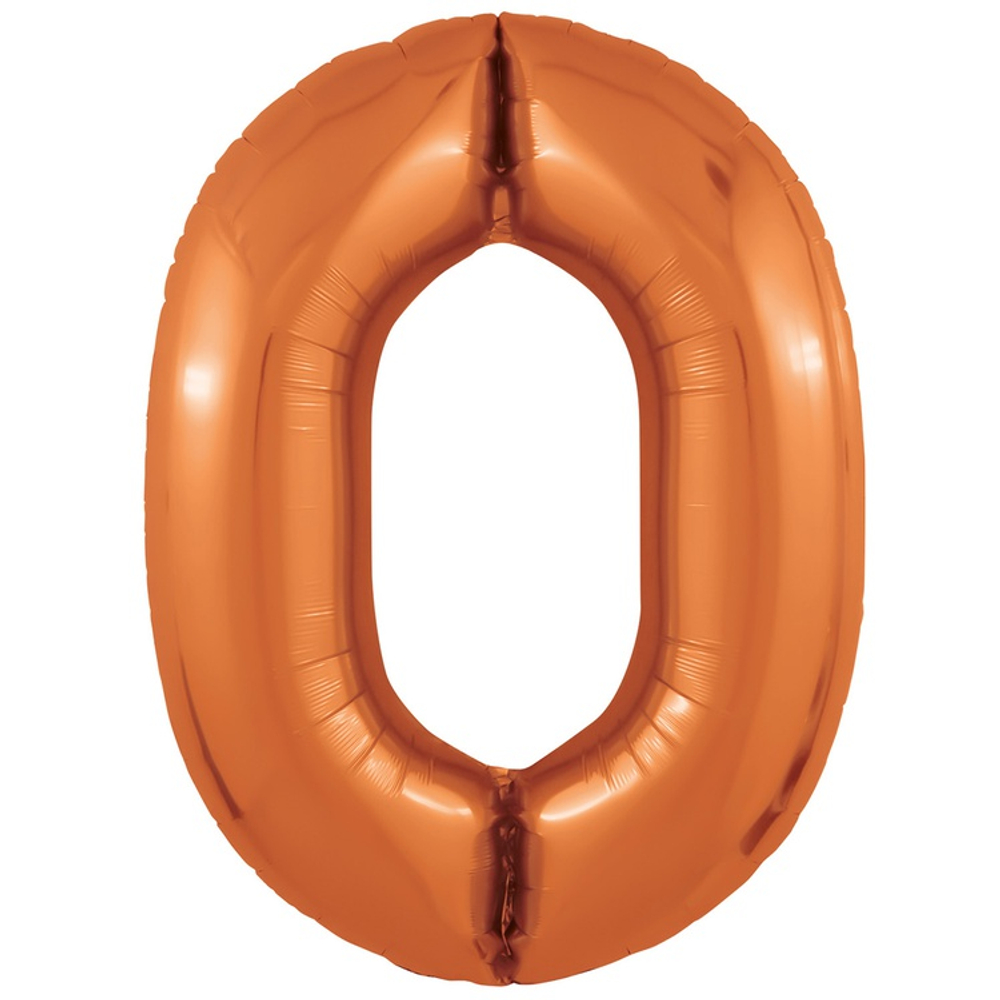 Шар фольгированный Цифра 0 101 см (Оранжевый)