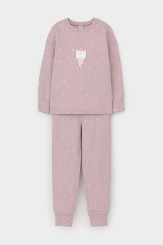 пижама  для девочки  К 1581/розовый лед,мини сердечки