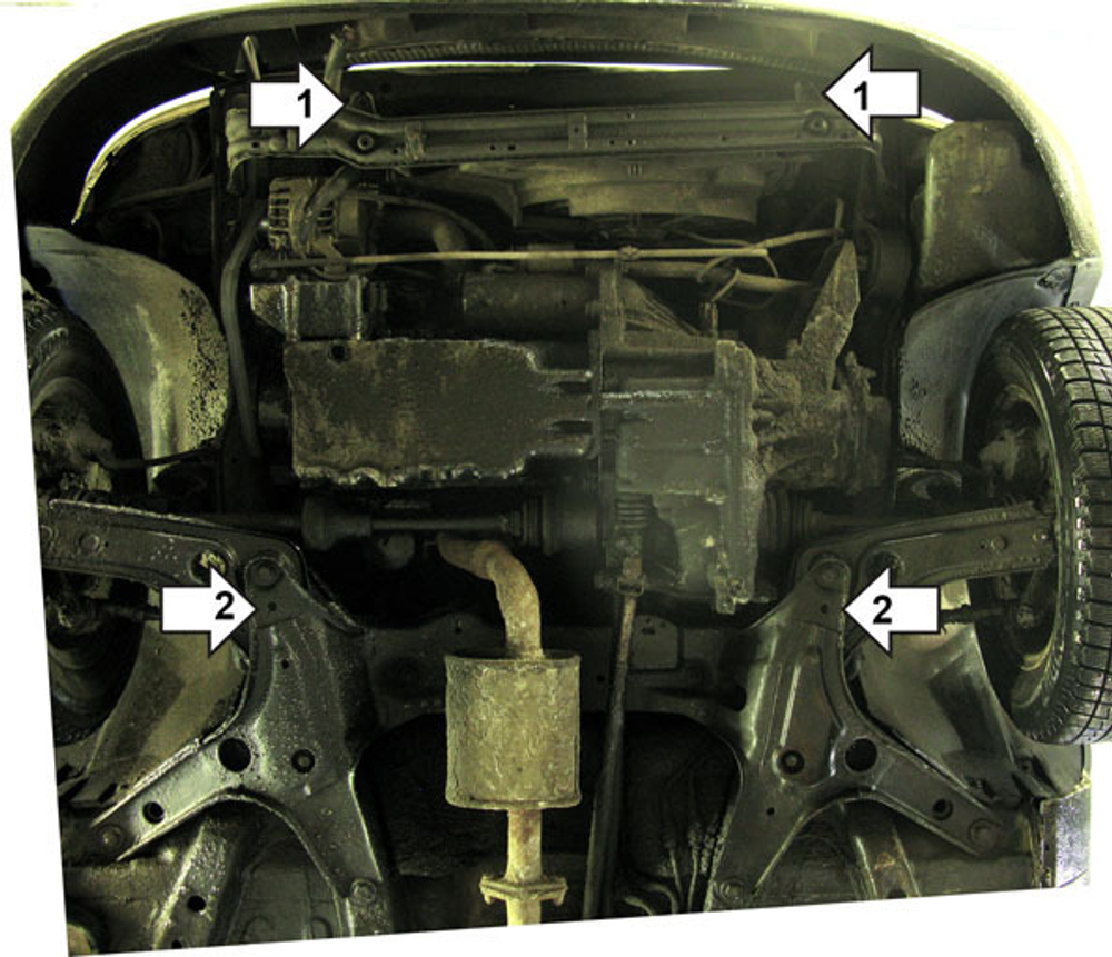 Защита картера Двигателя, КПП. 2 мм, Сталь. для Ford Escort 1995-2002 MOTODOR.00740