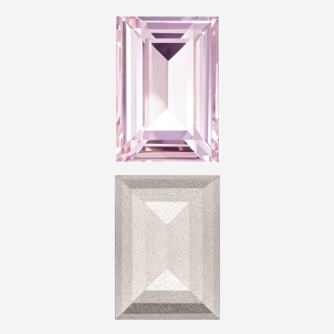 Кристалл Прямоугольник (Step Cut Fancy Stone), оттенок "Светло-розовый"/"Light Rose", 18*13мм