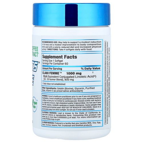 ALLMAX, CLA80 Femme, конъюгированная линолевая кислота премиального качества, 1000 мг, 60 мягких таблеток