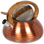 Чайник нерж, 3 л, свист, зеркал, ручк с силик покр, Daniks, индукц, корич, DSC-8797