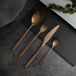 Ложка столовая 21 см матовая цвет светлая медь PVD   [12]