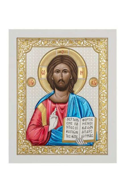 Спаситель, икона прямоугольная с рамкой, белое дерево, эмаль 150х190