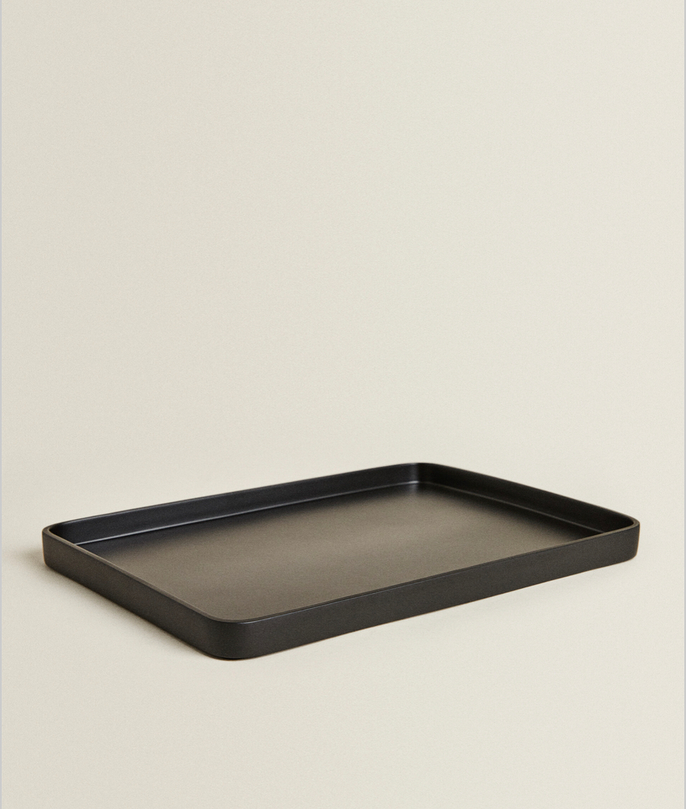 ZARA HOME ПРЯМОУГОЛЬНЫЙ ПОДНОС ИЗ ЧЕРНОЙ СМОЛЫ, ЧЕРНЫЙ