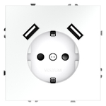 Розетка встраиваемая VOLTUM S70 с заземлением и защитными шторками, 16А, с USB, A+A, (белый матовый)