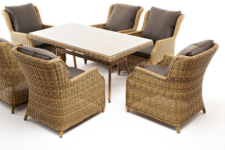 "Неаполь" обеденная группа плетеная из искусственного ротанга, цвет соломенный