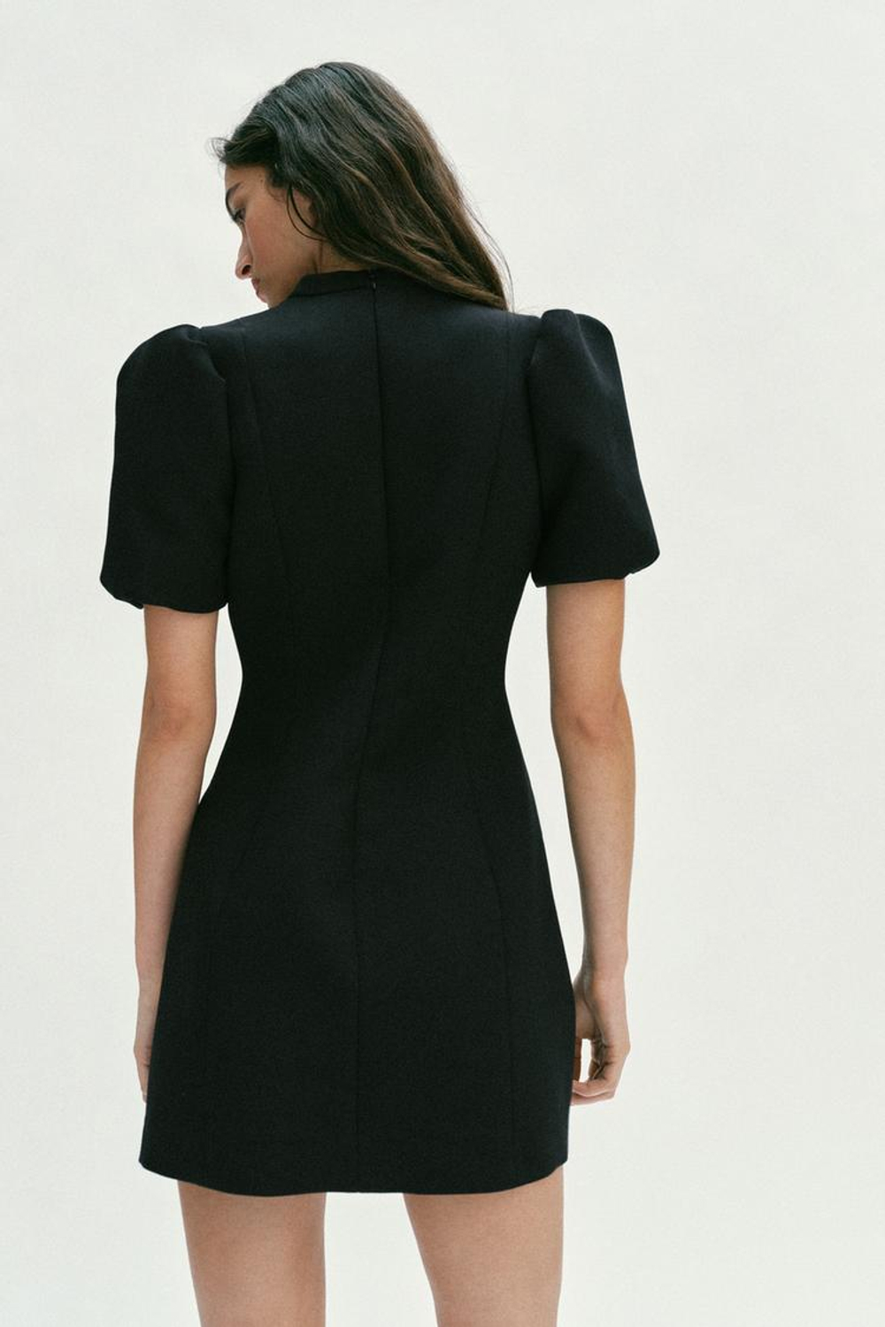 ZARA ПЛАТЬЕ С КОРОТКИМИ РУКАВАМИ «ФОНАРИК», ЧЕРНЫЙ