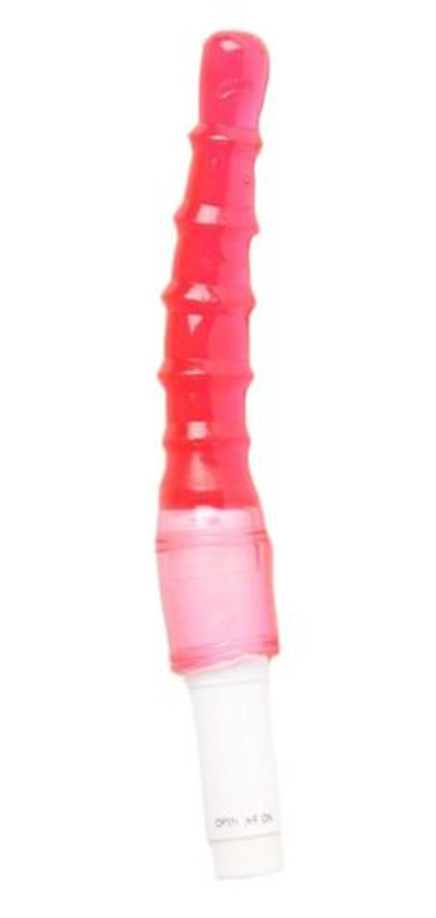 Красный анальный вибратор с рёбрышками - 23 см. (Цвет: красный)