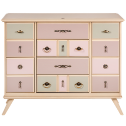 Комод Пандора - 2 с 4 ящиками и 2 полками Айвори Акварель