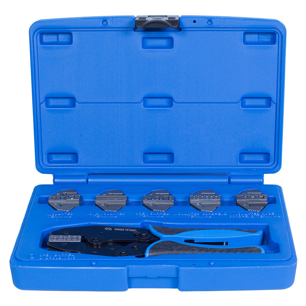 KING TONY (42107GX) Кримпер храповичный для обжима изолированных наконечников, 7 предметов, кейс
