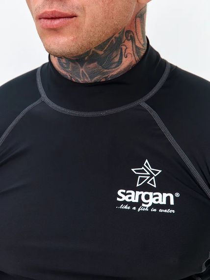 Футболка рашгард лонгслив Sargan Агидель UPF 50+ мужская черно-серая