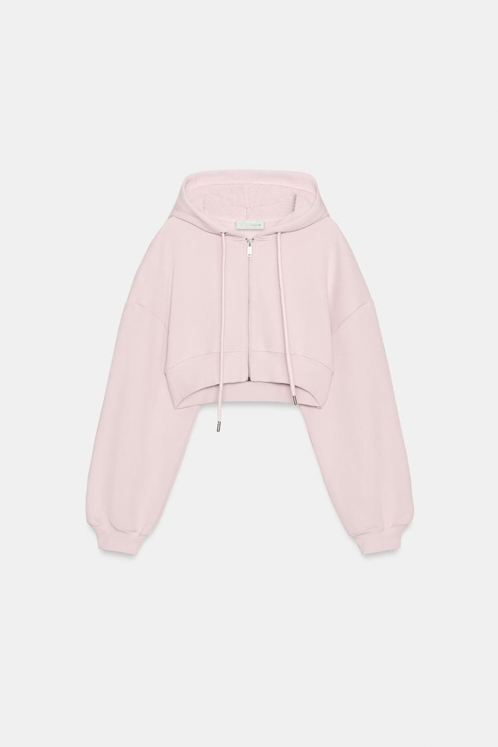 ZARA УКОРОЧЕННАЯ ТОЛСТОВКА С КАПЮШОНОМ, ПЫЛЬНЫЙ РОЗОВЫЙ
