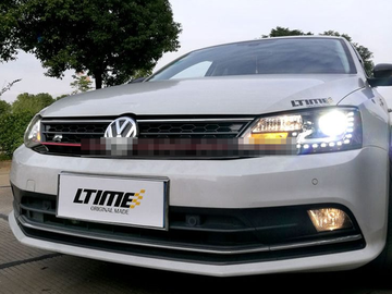 Передние фары Джетта 6 2011-2019 V16 type [RED line; Комплект Л+П; ходовые огни; би LED линза; электрокорректор; OEM replica]