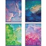 Тетрадь А4, 96 л., BRAUBERG, гребень, клетка, матовая ламинация, "Marble", 404063, 4шт