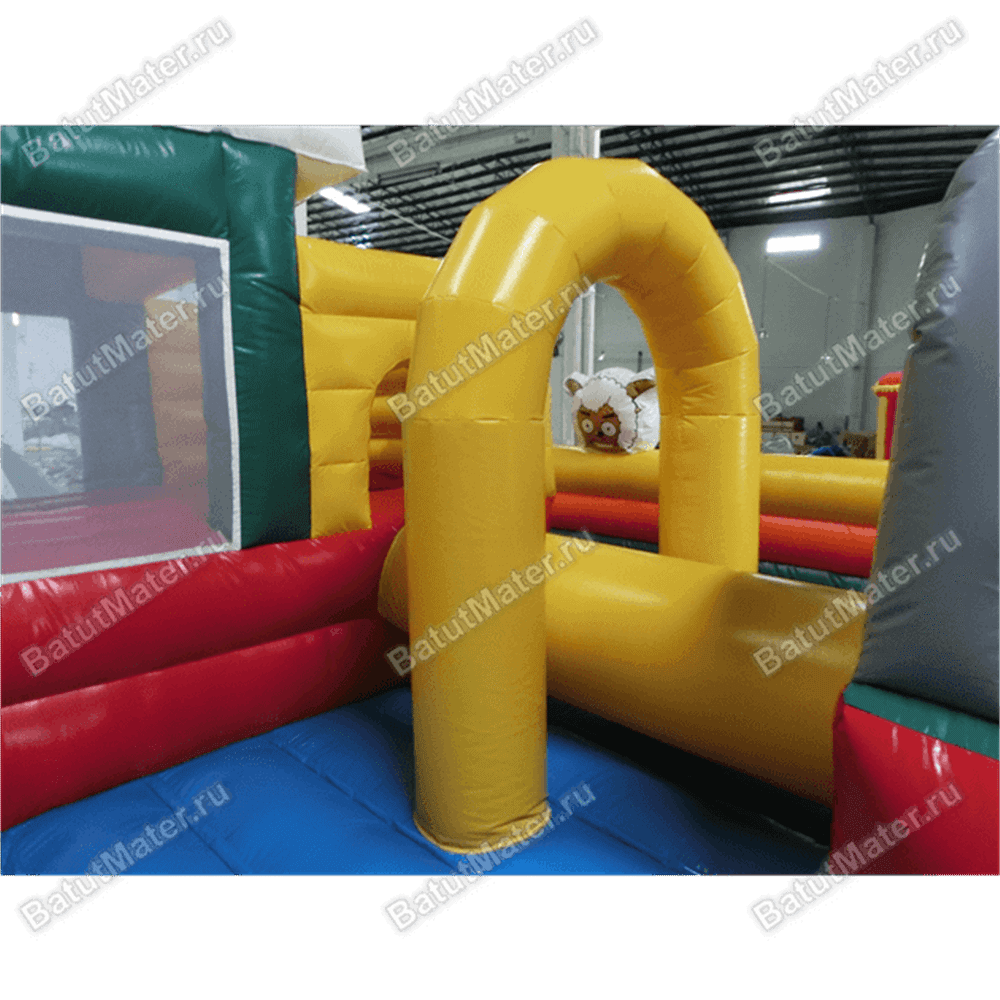 Надувной батут с крышей "Злой страшный серый волк"