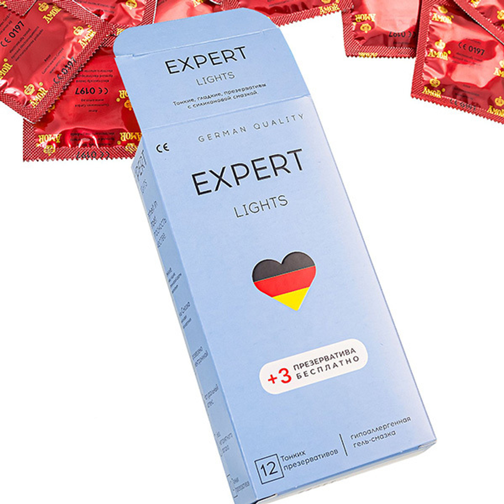 Ультратонкие презервативы Expert Lights 12шт (+3 в подарок)