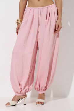 Брюки алладины из вискозы розового цвета