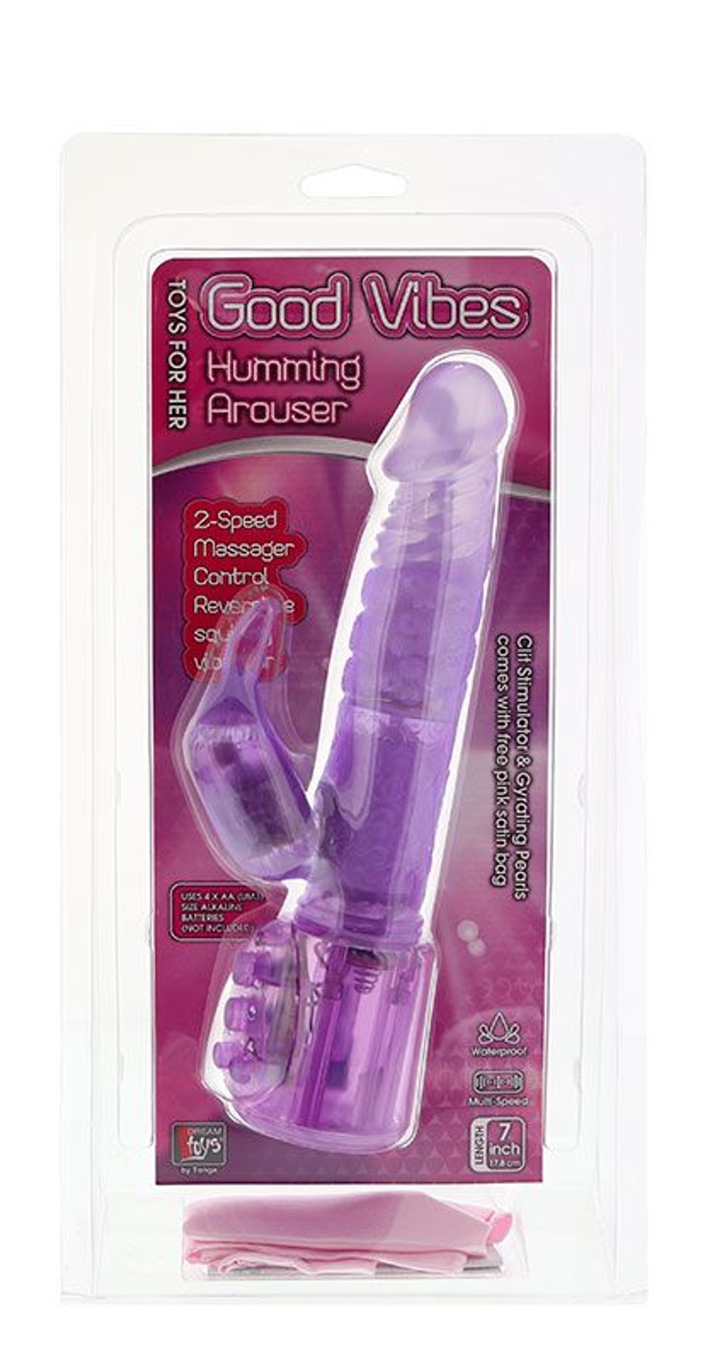 Фиолетовый вибратор с клиторальным пальчиком - 17,8 см. (Цвет: фиолетовый)