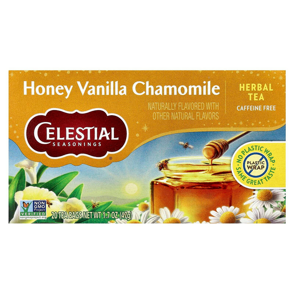 Celestial Seasonings, травяной чай, со вкусом меда, ванили и ромашки, без кофеина, 20 чайных пакетиков, 47 г (1,7 унции)