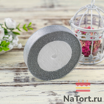 Лента парчовая 15 мм  (22 метра, цвет серебро)