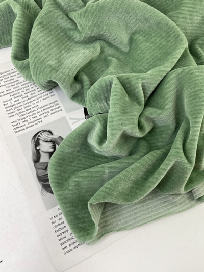 ПОЛЫНЬ - Велюр хлопковый в рубчик (КРВ576 Олеся) (к1 испачкан местами)