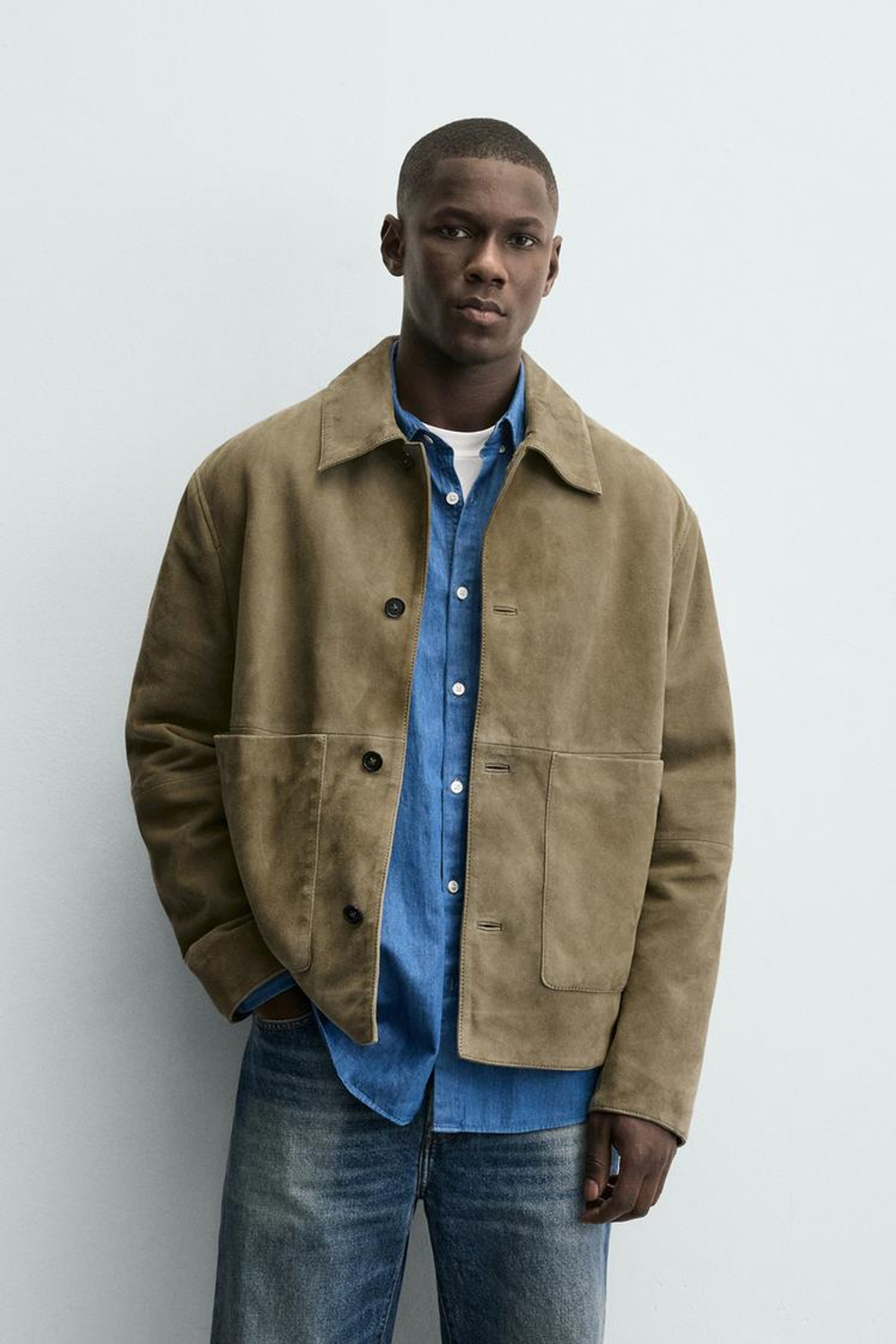 ZARA КОЖАНАЯ КУРТКА С КАРМАНАМИ, ЗЕЛЕНЫЙ