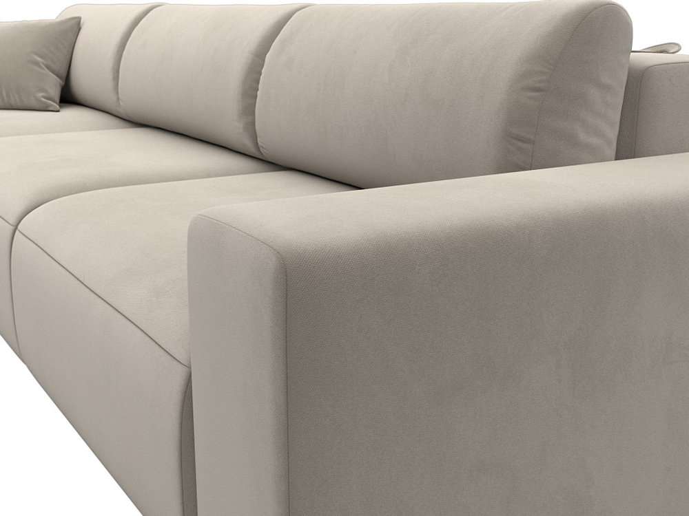 Диван угловой Лига-036 НПБ Классик Лонг левый угол МИКРОВЕЛЬВЕТ Бежевый