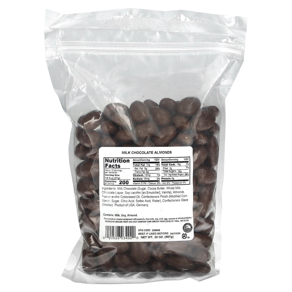 Bergin Fruit and Nut Company, Молочный шоколад с миндалем, 567 г (20 унций)