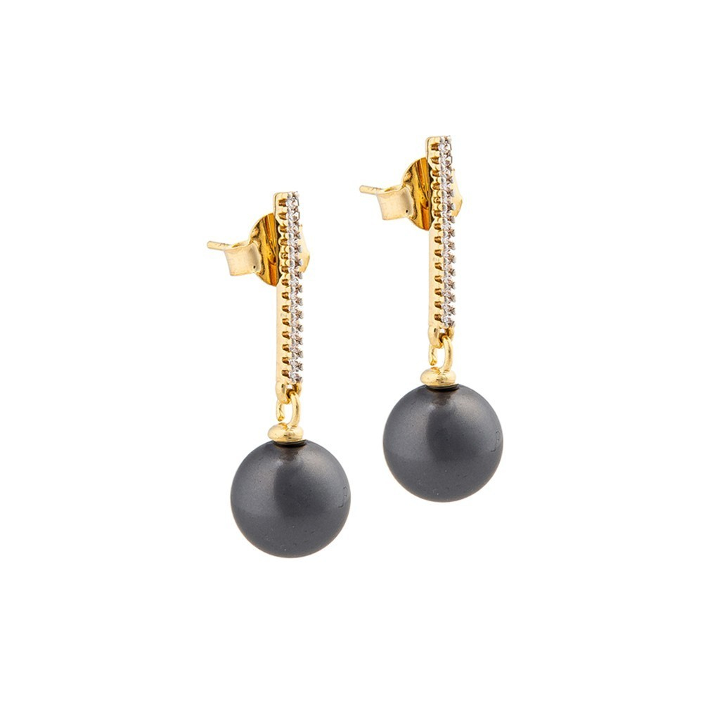 Серьги классические Possebon Graphite Pearl A0070.3 BW/G
