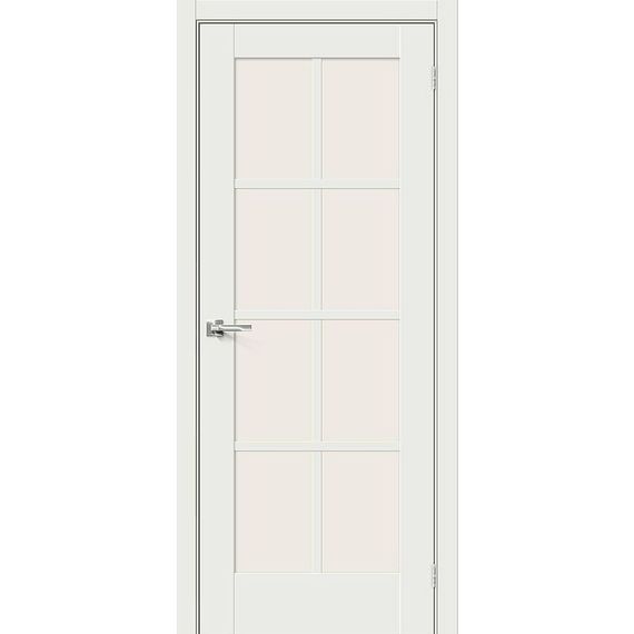 Фото межкомнатной двери эмалит Прима-11.1 white matt остеклённая