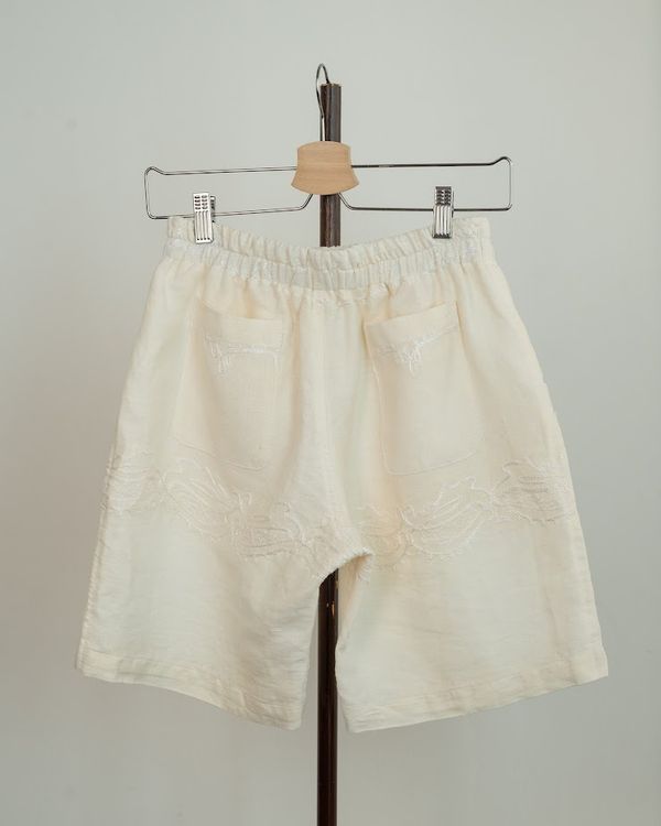 Шорты с Вышитым Шелковым Узором желтая - фото 2